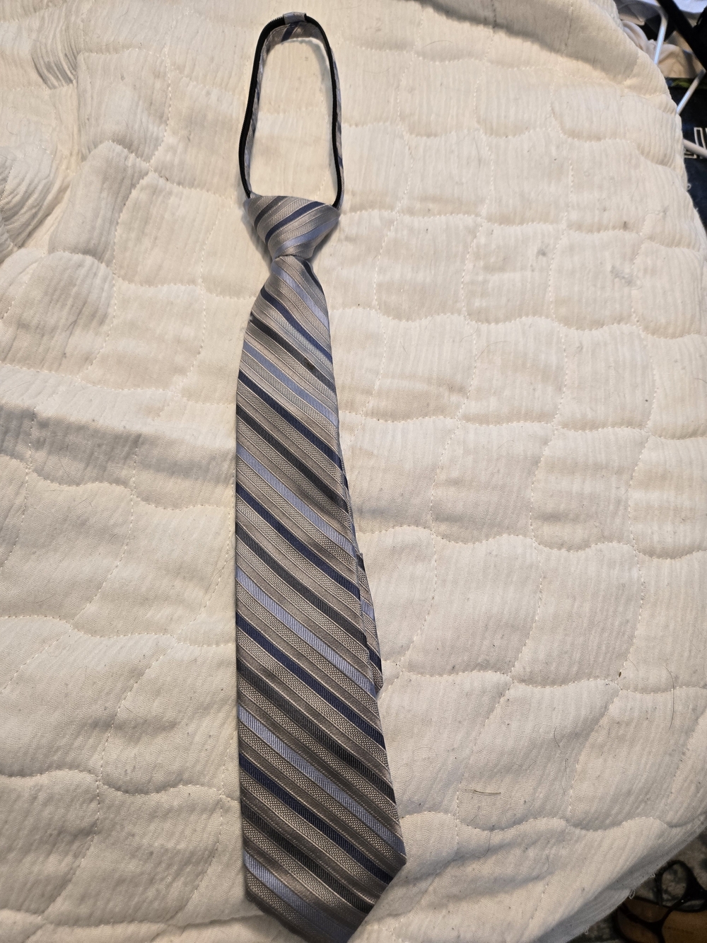 Calvin Klein Boys Gray and Blue Striped Adjustable Tie
